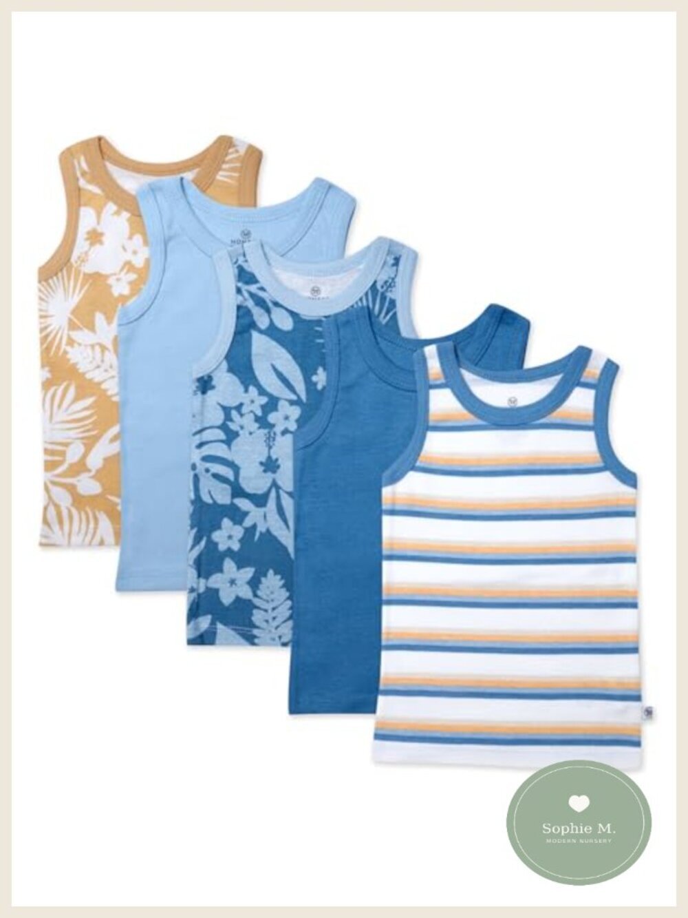 5 Pack Unisex Baby Sleeveless Muscle T-Shirts 100% Organic Cotton